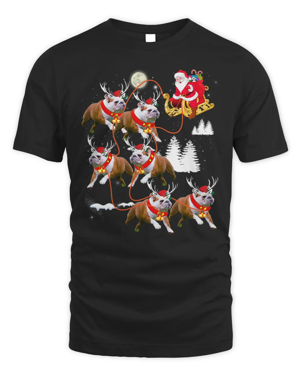 Christmas Santa Riding English Bulldog Xmas Shirt Unisex Standard T-Shirt black s