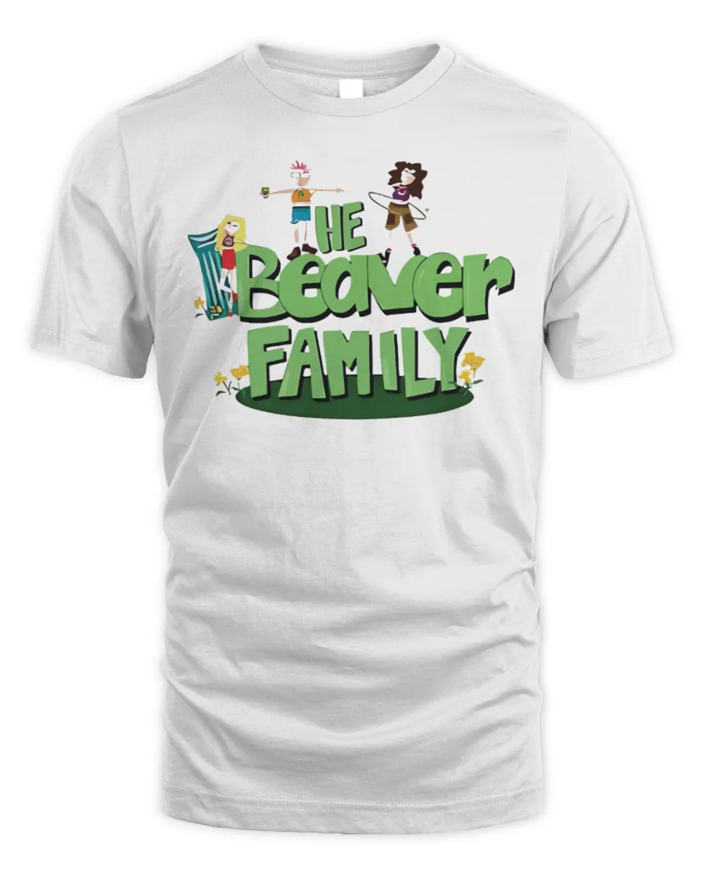 The Beaver Family Cartoon Shirt Unisex Standard T-Shirt white s