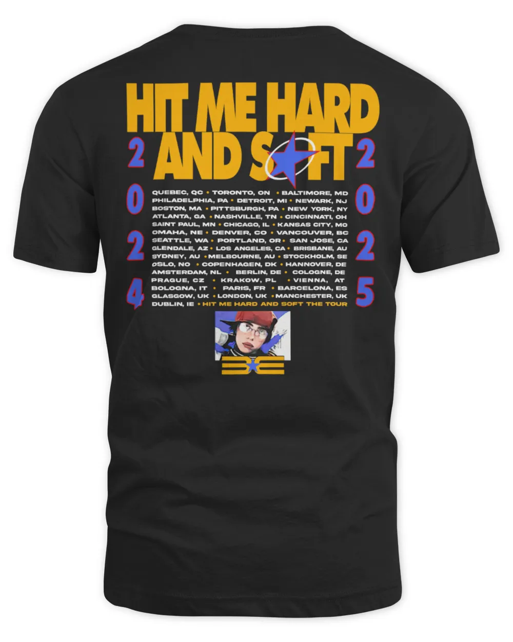 Billie Eilish Merchandise Hit Me Hard and Soft World Tour Shirt Unisex Standard T-Shirt black s