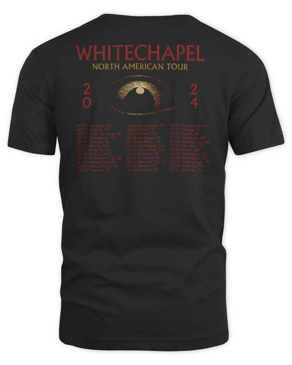 Whitechapel Merch Fall Tour 2024 Shirt Unisex Standard T-Shirt black s