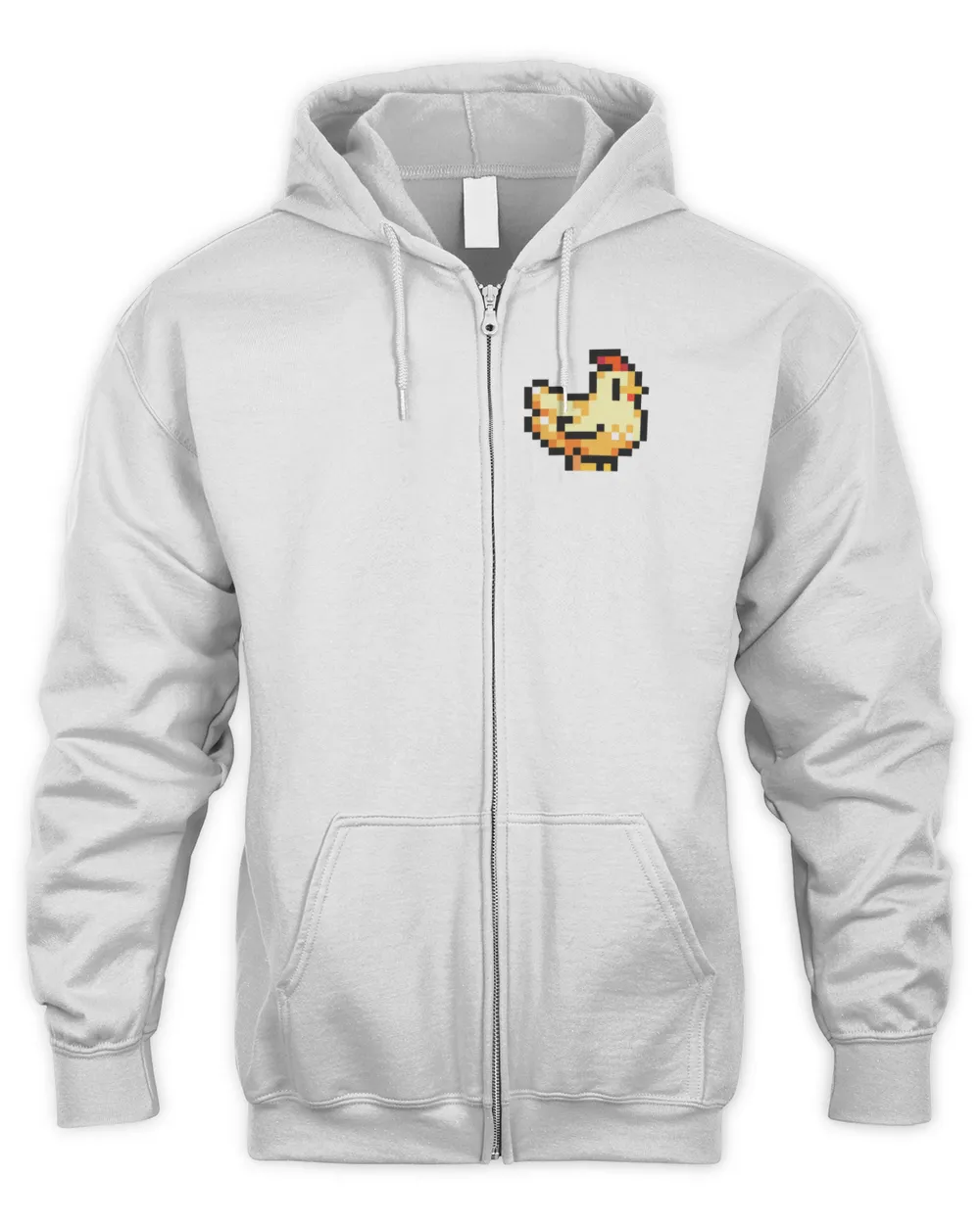 Stardew Valley Merch 8-Bit Chicken Sandstone Shirt Men's Zip Hoodie white s