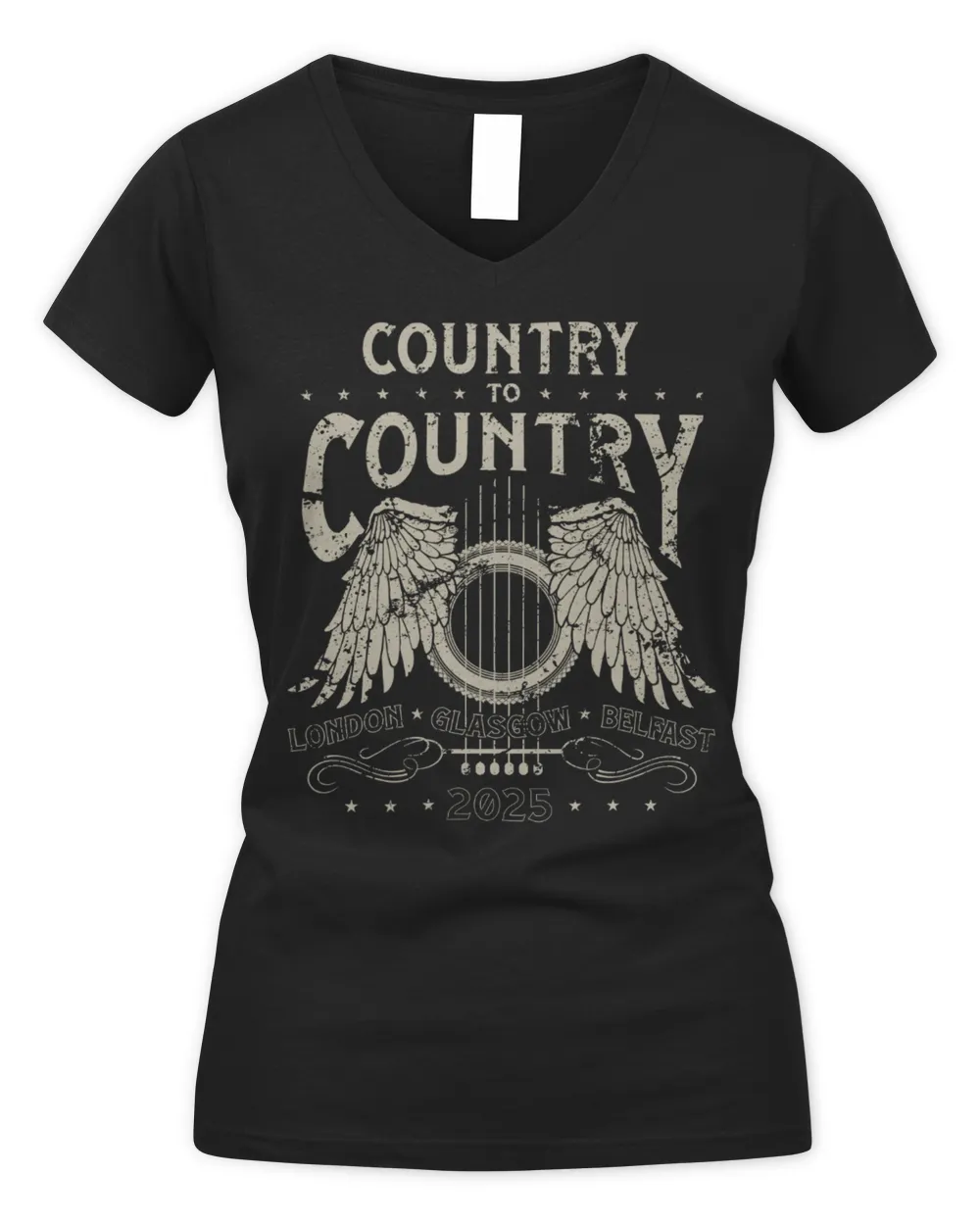 C2c Merch 2025 Classic Country Belfast Line Up Shirt Women's V-Neck T-Shirt black s