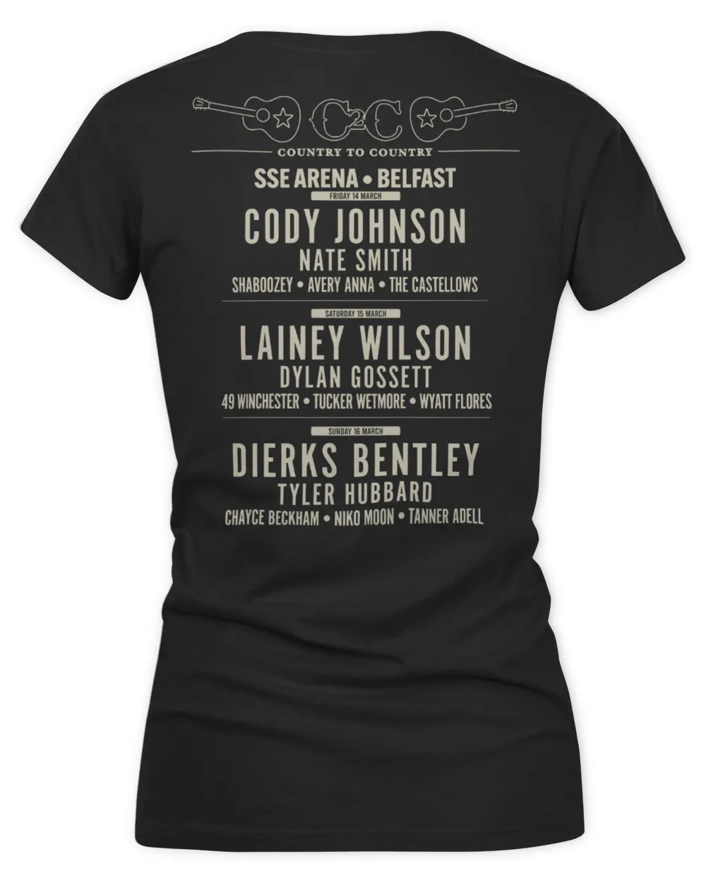 C2c Merch 2025 Classic Country Belfast Line Up Shirt Women's V-Neck T-Shirt black s