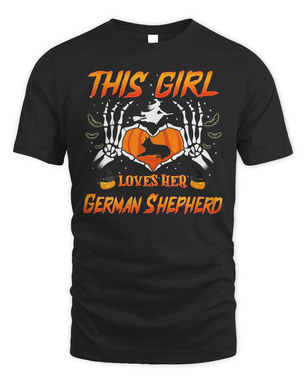 This Girl Loves Her German Shepherd Halloween Shirt Unisex Standard T-Shirt black s