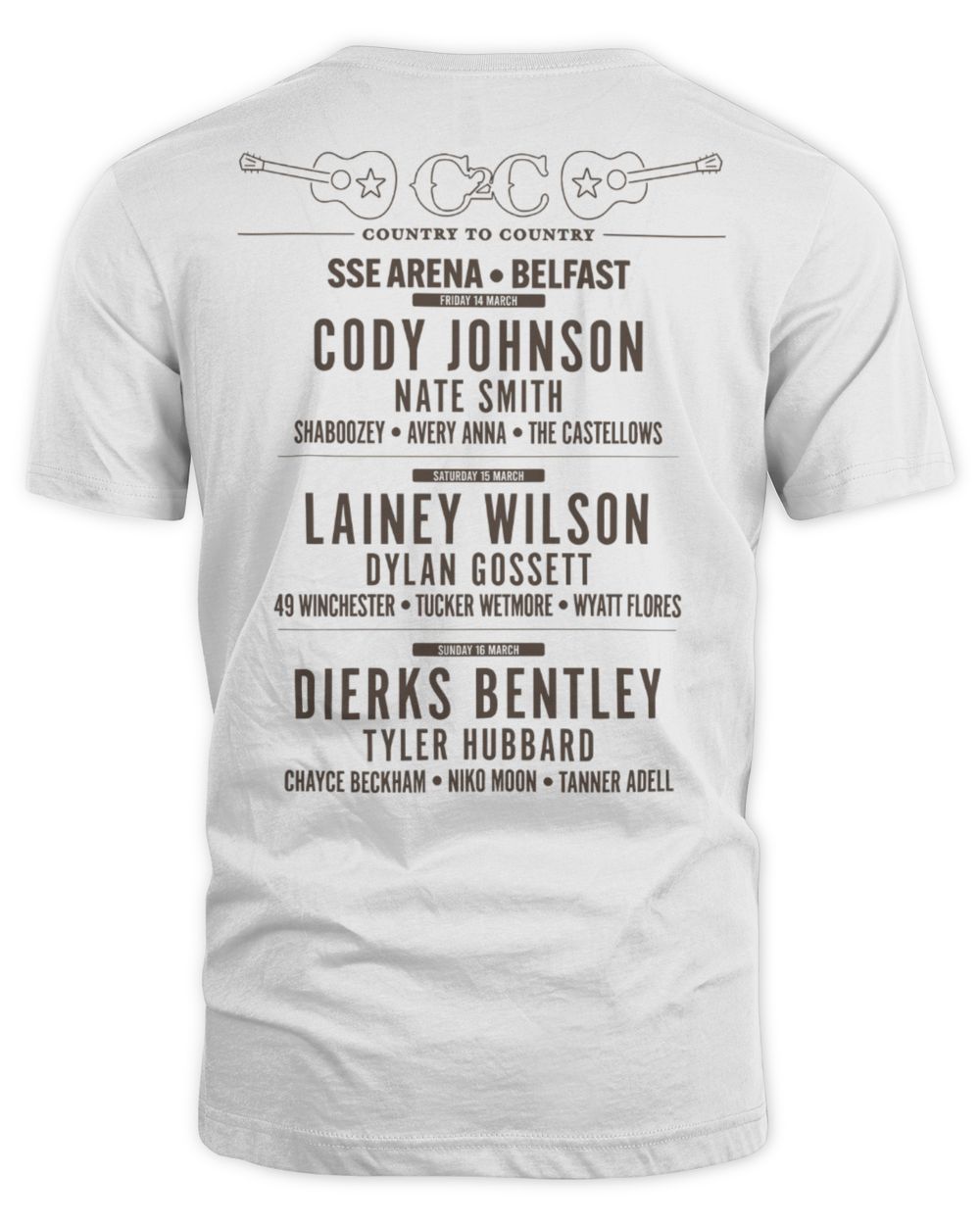 C2c Merch 2025 Belfast Line Up Shirt Unisex Standard T-Shirt white s