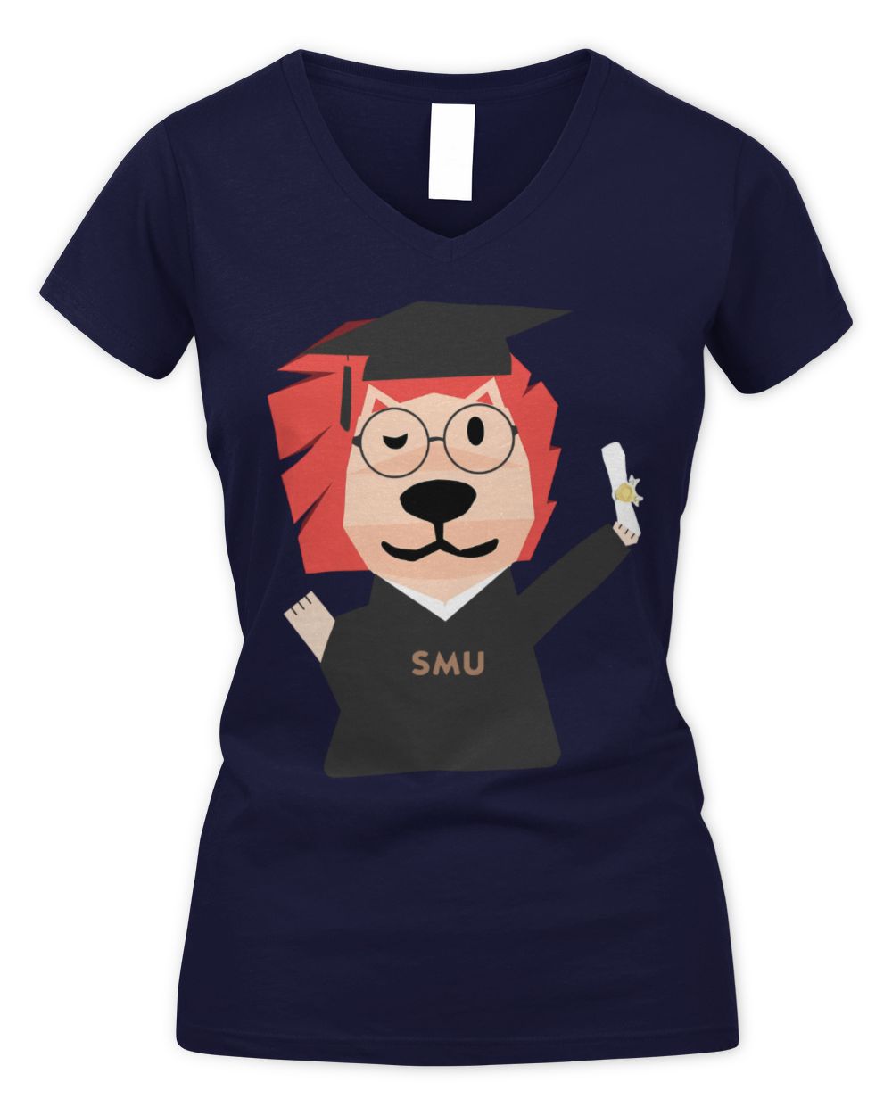 Smu Merchandise Smoo Smoo Graduation Shirt Women's V-Neck T-Shirt navy s