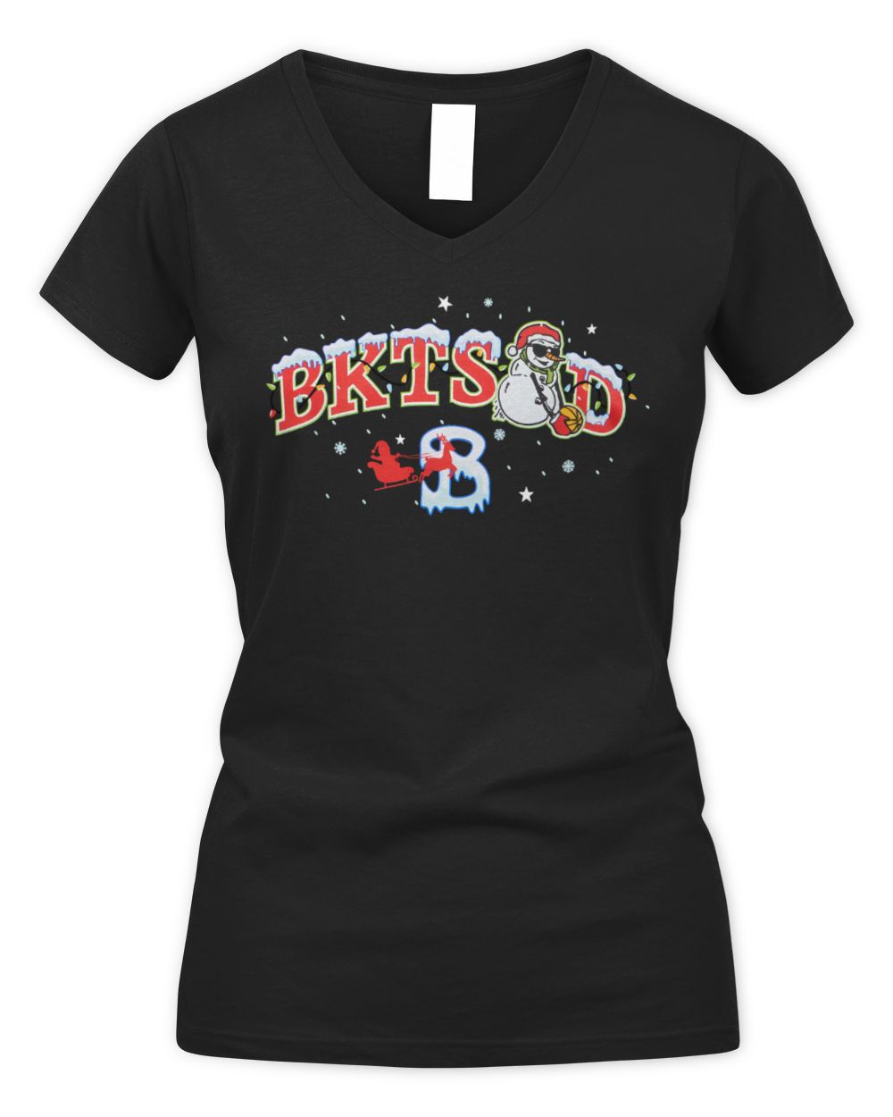 Bucketsquad Merch Snowman Shirt Women's V-Neck T-Shirt black s