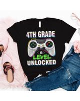 Boys First Day Of 4th Grade Kids Gaming Back To School Shirt Unisex Standard T-Shirt black s