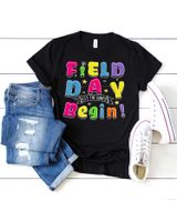 Field Day Let The Games Begin Boys Girls Teachers Game Day Shirt Unisex Standard T-Shirt black s